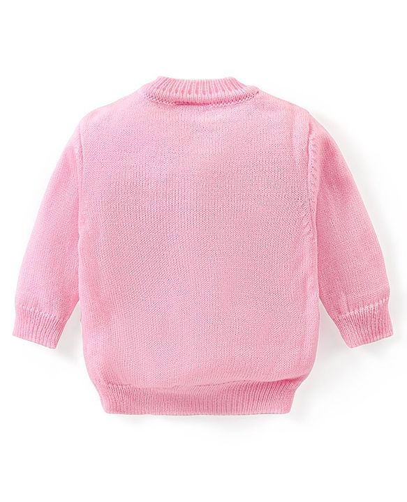 Babyhug Knitted Full Sleeves Front Open Sweater Set with Cap & Pair of Booties - Pink