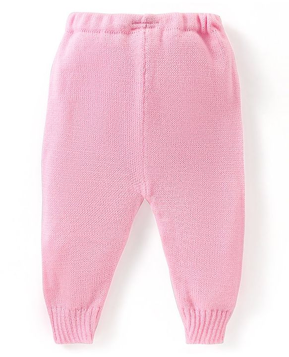 Babyhug Knitted Full Sleeves Front Open Sweater Set with Cap & Pair of Booties - Pink