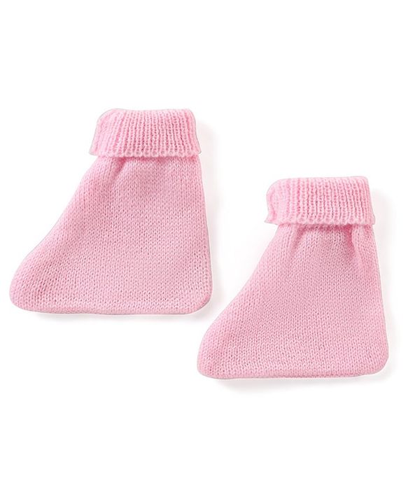 Babyhug Knitted Full Sleeves Front Open Sweater Set with Cap & Pair of Booties - Pink