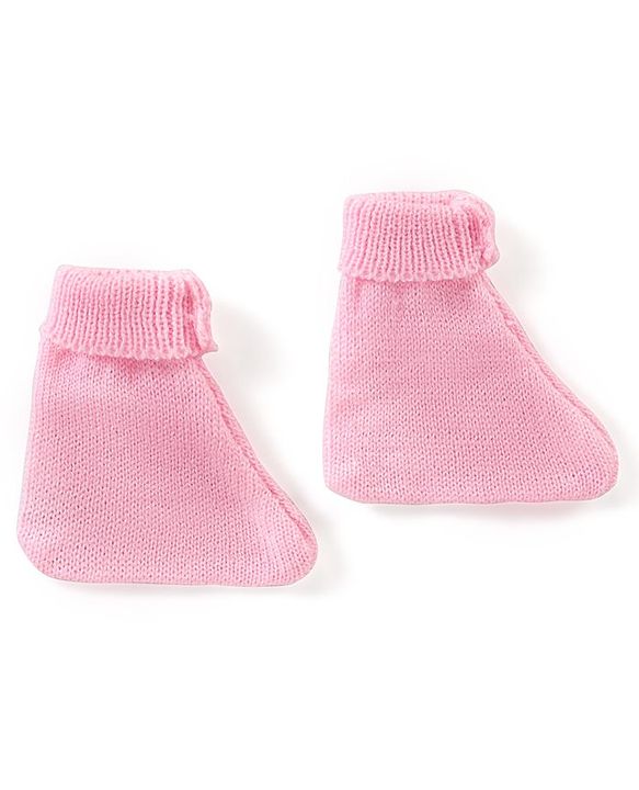 Babyhug Knitted Full Sleeves Front Open Sweater Set with Cap & Pair of Booties - Pink