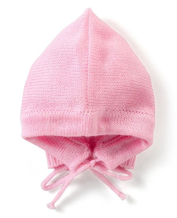 Babyhug Knitted Full Sleeves Front Open Sweater Set with Cap & Pair of Booties - Pink