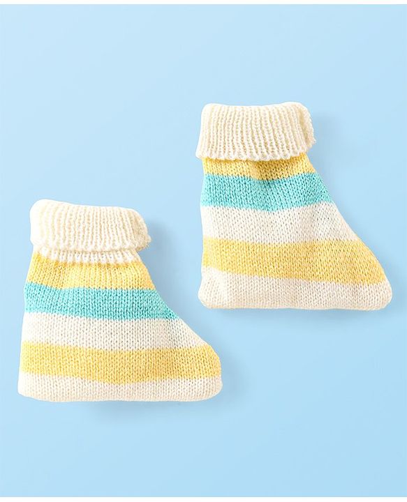 Babyhug Knitted Full Sleeves Baby Sweater Set with Cap & Booties Cable Knit Design - Multicolor