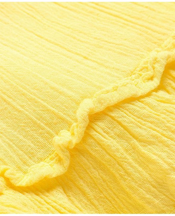 Babyhug Rayon Woven Singlet Sleeves Frock With Ombre Detailing & Pineapple Sling Bag  - Lemon Yellow