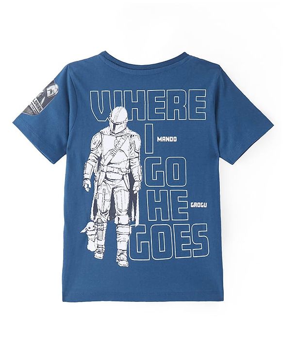 Pine Kids Lucas Cotton Knit Half Sleeves T-Shirt with Star Wars Graphics - Navy Blue