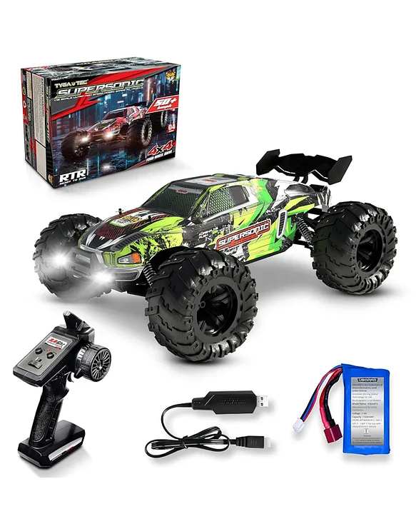 A high speed off-road remote control four-wheel drive toy racing top car