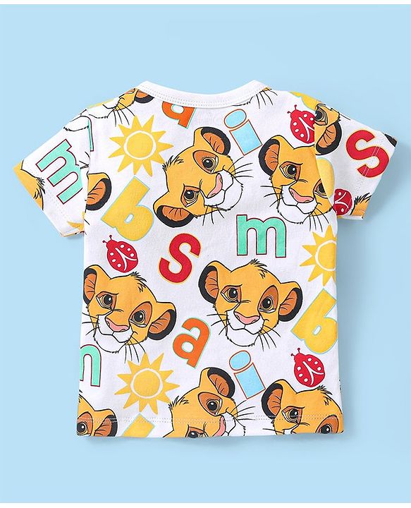 Babyhug Disney 100% Cotton Knit Half Sleeves Lion King Printed Set of Vests Pack of 3 - Multicolour