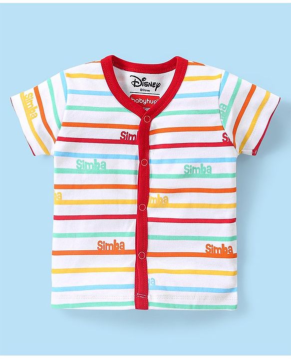 Babyhug Disney 100% Cotton Knit Half Sleeves Lion King Printed Set of Vests Pack of 3 - Multicolour