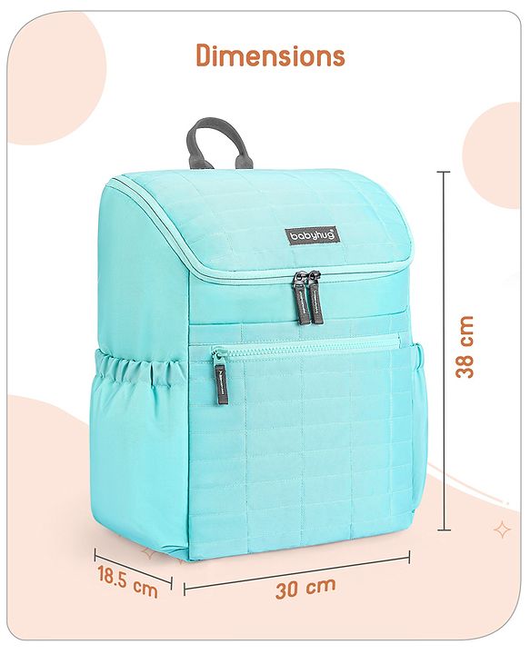 Babyhug Premium Quilted Stylish Water Resistant Diaper Backpack- Sea Green