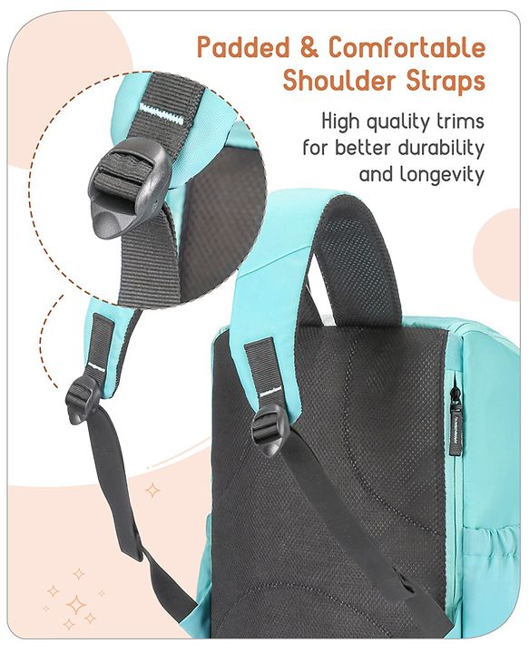 Babyhug Premium Quilted Stylish Water Resistant Diaper Backpack- Sea Green
