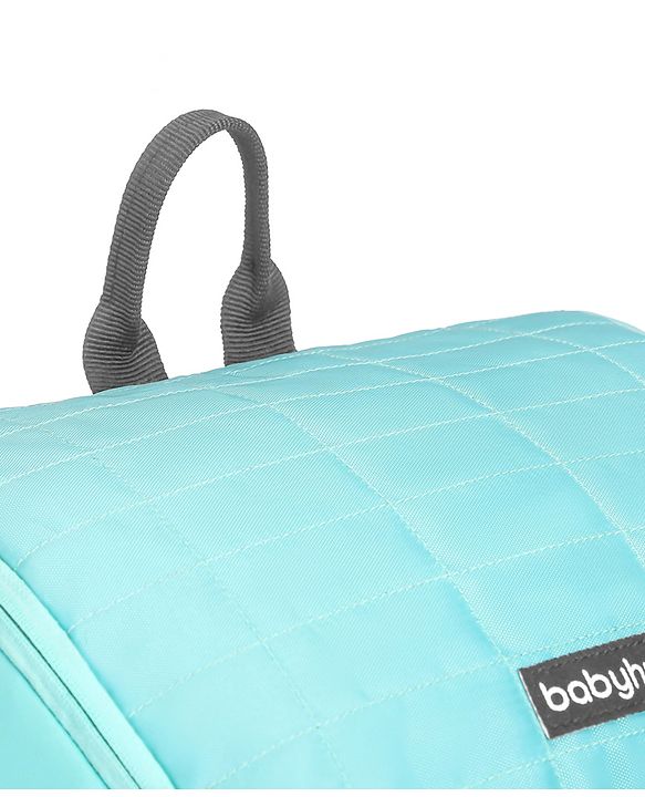 Babyhug Premium Quilted Stylish Water Resistant Diaper Backpack- Sea Green