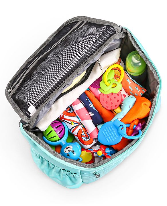 Babyhug Premium Quilted Stylish Water Resistant Diaper Backpack- Sea Green