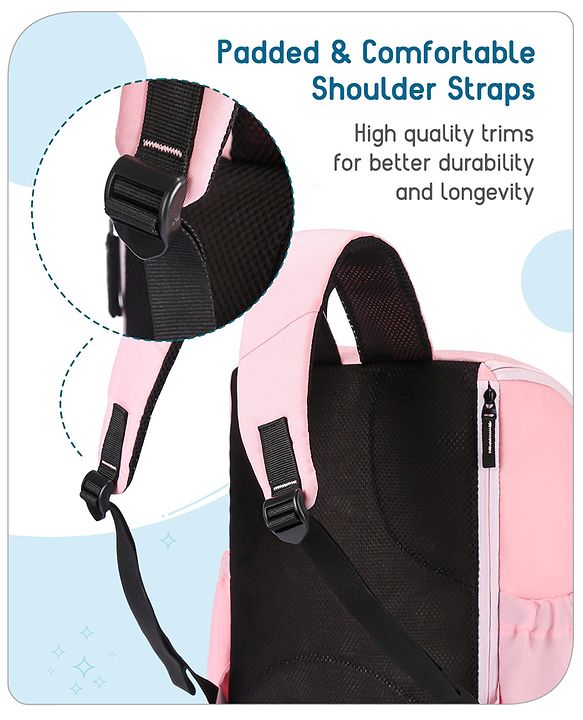 Babyhug Premium Quilted Stylish Water Resistant Diaper Backpack- Light Pink