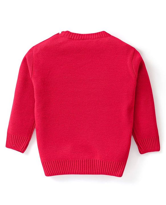 Babyhug Knitted Full Sleeves Sweater Set Text Design - Red