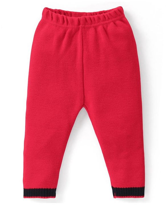 Babyhug Knitted Full Sleeves Sweater Set Text Design - Red