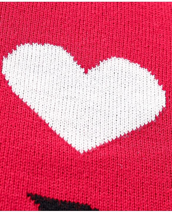 Babyhug Knitted Full Sleeves Sweater Set Text Design - Red