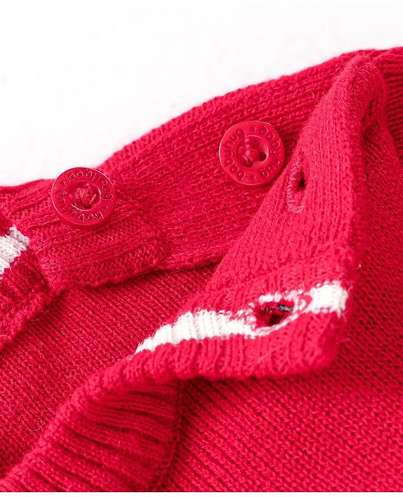 Babyhug Knitted Full Sleeves Sweater Set Text Design - Red