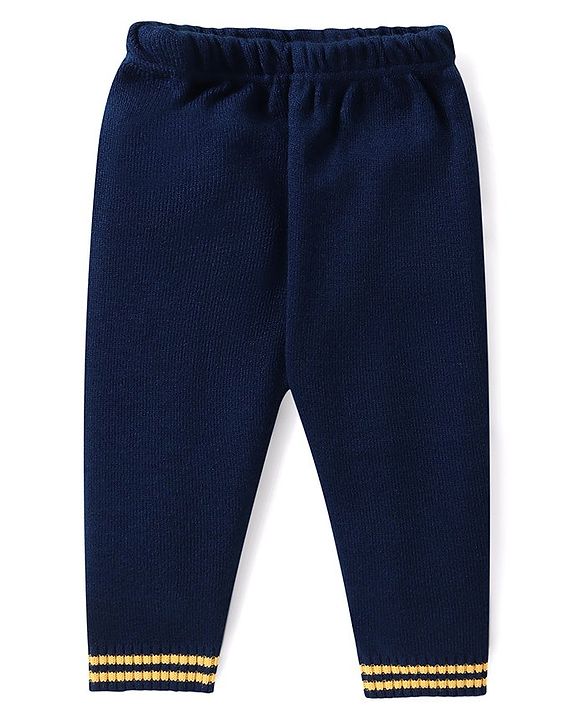 Babyhug Knitted Full Sleeves Baby Sweater Set with Deer Design - Navy Blue