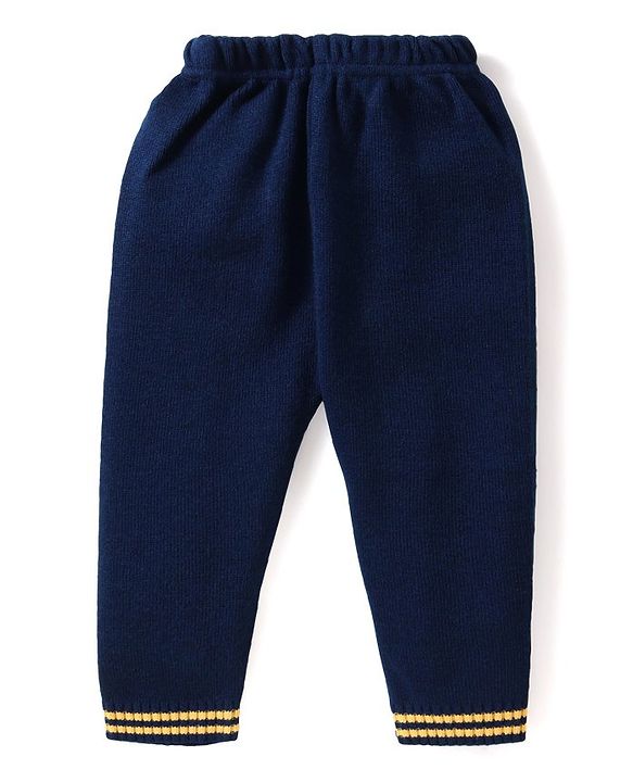 Babyhug Knitted Full Sleeves Baby Sweater Set with Deer Design - Navy Blue