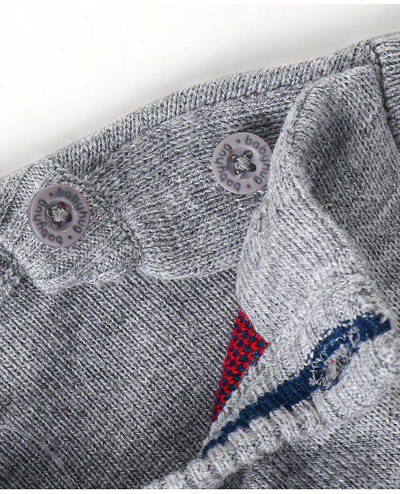 Babyhug Knit Full Sleeves Sweater & Pant Set Penguin Design - Navy Blue & Grey