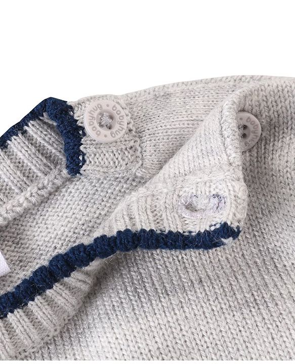 Babyhug Knit Full Sleeves Sweater Set with Colour Block Design & Number Embroidery - Grey & Red