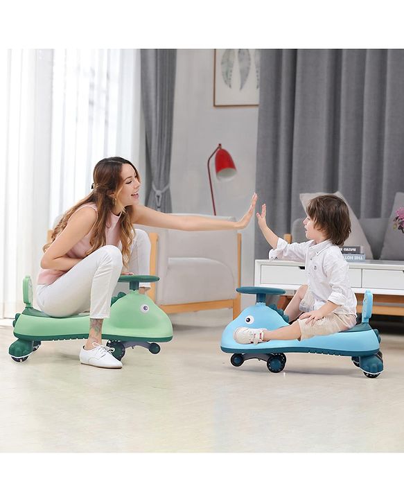 Babyhug Dino Drift Kids Swing Car with ABEC 7 Bearing,Lights,Muisc & PU LED Wheels - Multicolor