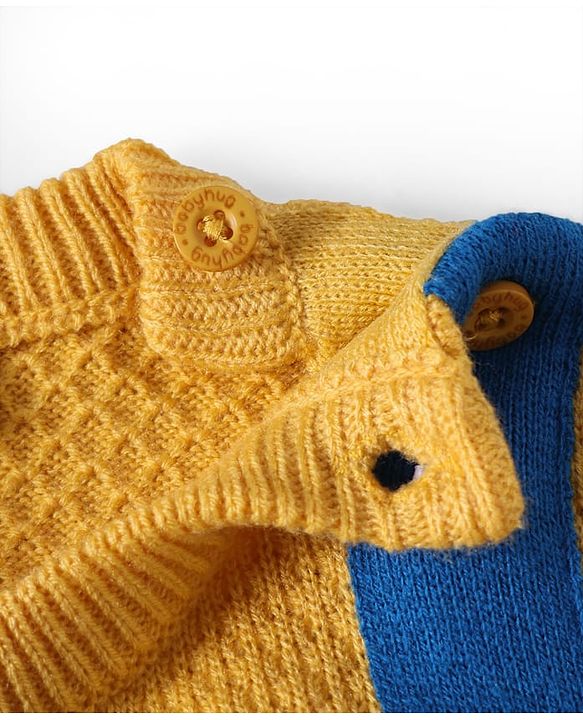 Babyhug Knit Full Sleeves Pullover Sweater With Bow Applique - Yellow