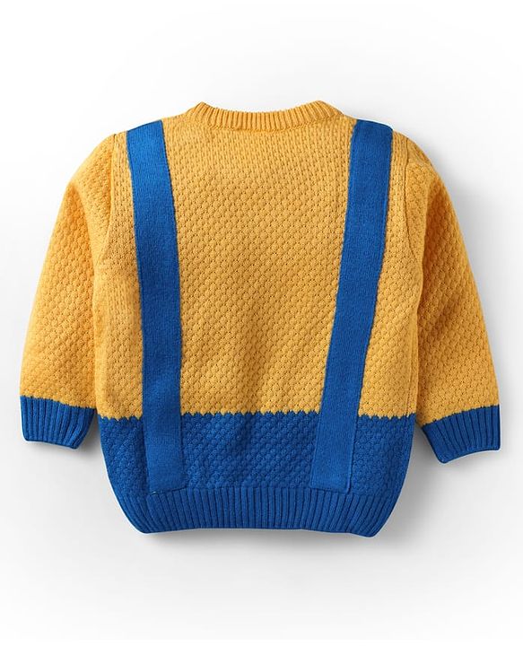 Babyhug Knit Full Sleeves Pullover Sweater With Bow Applique - Yellow