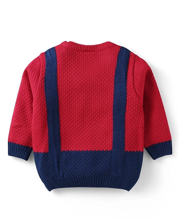 Babyhug Knit Full Sleeves Pullover Sweater With Bow Applique - Yellow