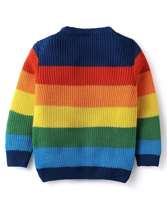 Babyhug Knitted Full Sleeves Pullovers Striped Sweater - Multicolor