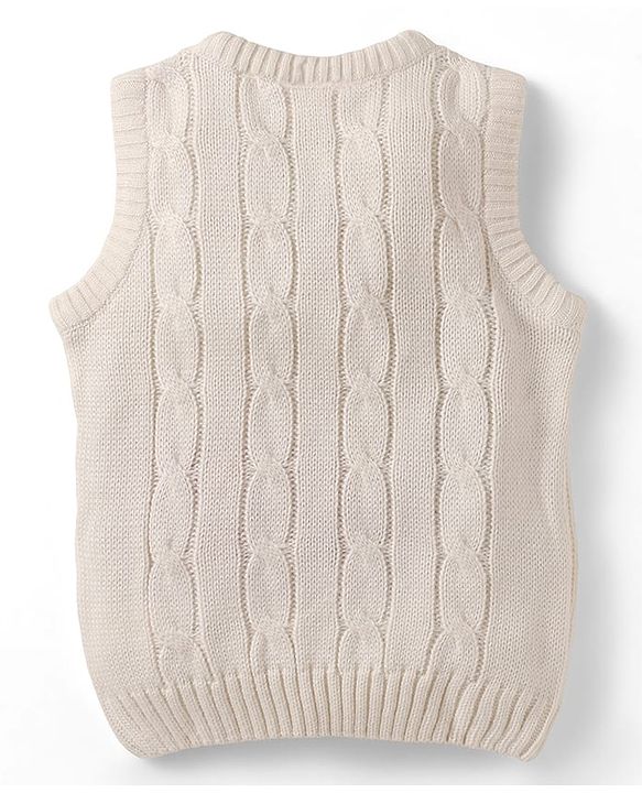 Babyhug Knitted Sleeveless Pullover Sweater Vest with Cable Knit Design - Teal Blue