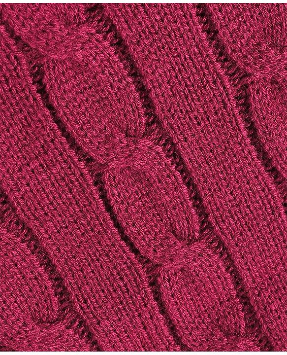 Babyhug Knitted Sleeveless Pullover Sweater Vest with Cable Knit Design - Wine