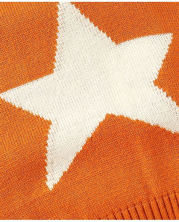 Babyhug Knitted Sleeveless Pullover Sweater Vest with Star Design - Orange
