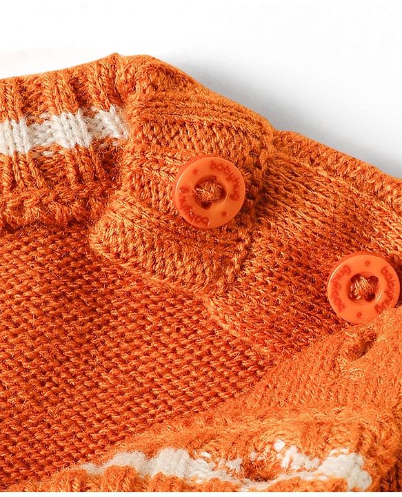 Babyhug Knitted Sleeveless Pullover Sweater Vest with Star Design - Orange
