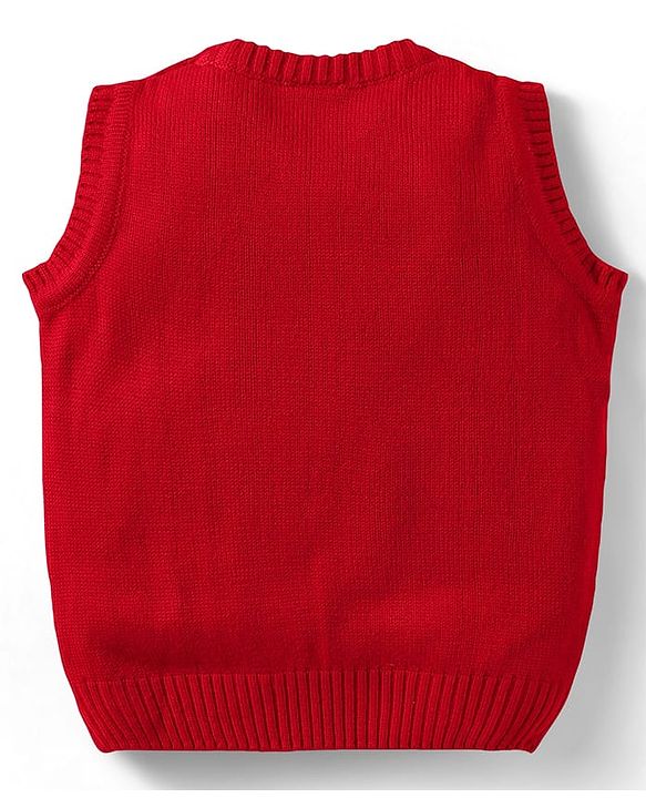 Babyhug Knitted Sleeveless Pullover Sweater Vest with Star Design - Red