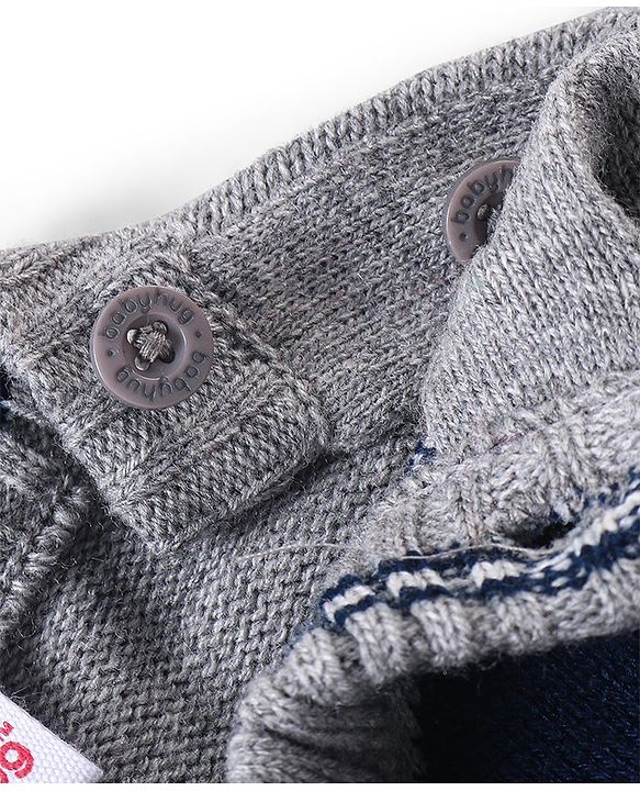 Babyhug Knit Full Sleeves Pullover Sweater Argyle Design - Grey