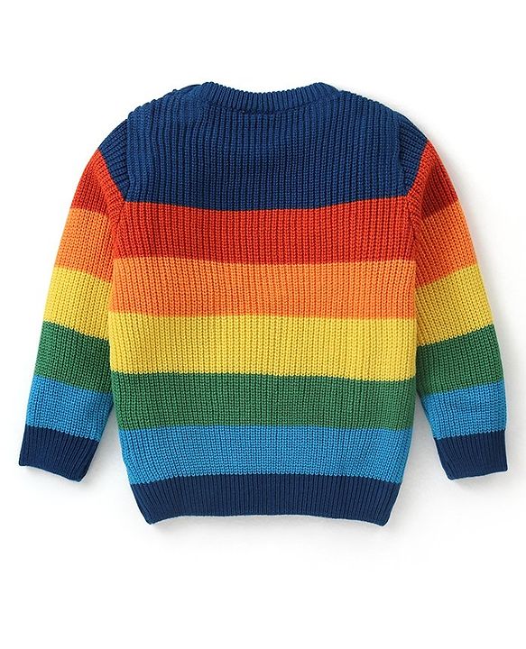 Babyhug Knitted Full Sleeves Pullovers Striped Sweater -Multicolor