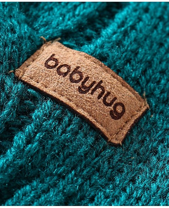 Babyhug Knitted Sleeveless Pullover Sweater with Cable Knit Design - Teal Blue