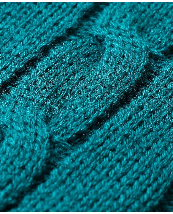 Babyhug Knitted Sleeveless Pullover Sweater with Cable Knit Design - Teal Blue