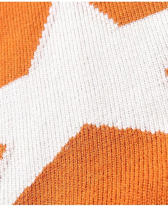 Babyhug Kitted Sleeveless Pullover Sweater with Star Design - Orange