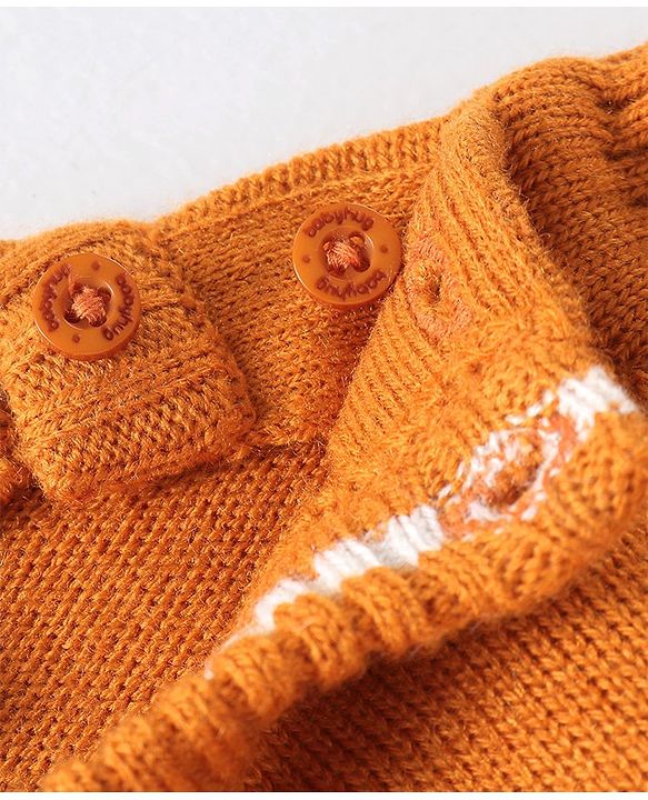 Babyhug Kitted Sleeveless Pullover Sweater with Star Design - Orange