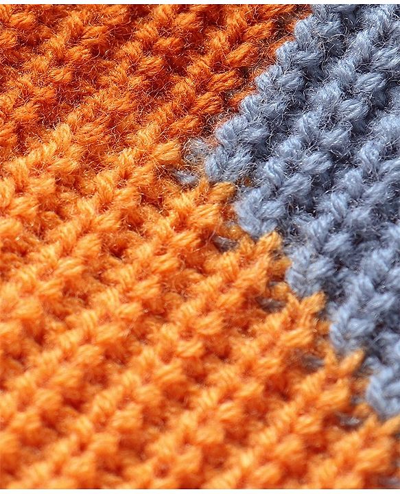 Babyhug Knitted Full Sleeves Pullover Colour Block Design Sweater -Multicolour