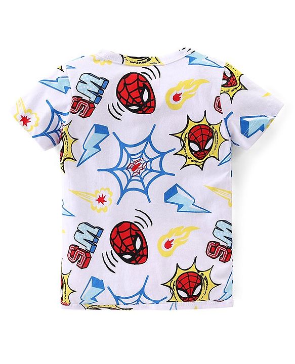 Babyhug Marvel 100% Cotton Knit Half Sleeves Jhablas with Spiderman Graphics Pack of 3 - Yellow Blue & White