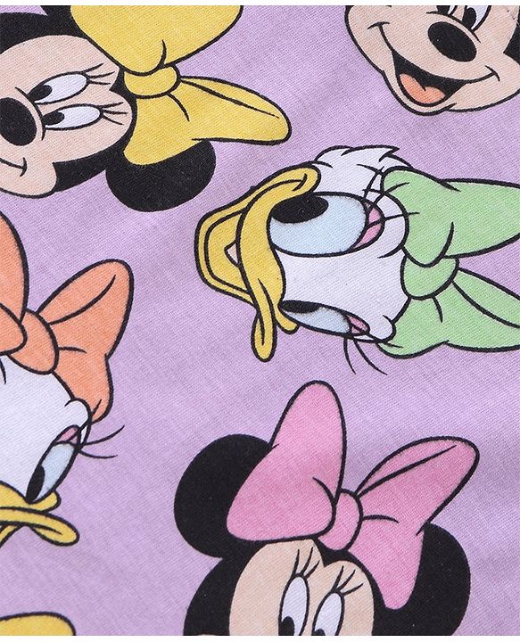 Babyhug Disney Single Jersey Knit Half Sleeves Night Suit With Minnie Mouse Graphics - Purple