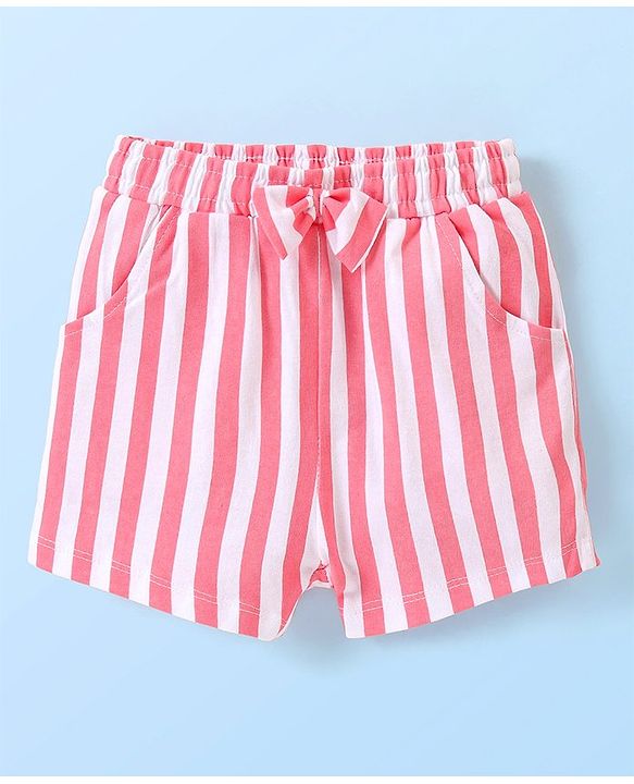 Babyhug  Disney Cotton Half Sleeves Shorts  Night Suit Minnie Mouse Print - White & Pink