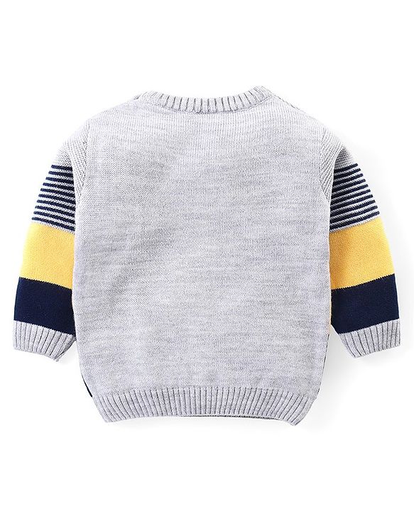 Babyhug Knit Full Sleeves Pullover Sweater & Pant Set Stripe Design - Multicolour