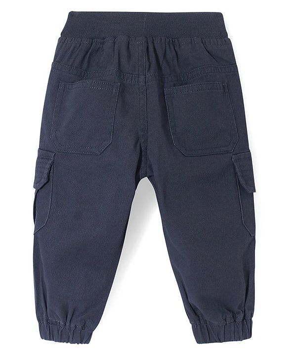 Babyhug Twill Woven Full Length  With Stretch Trouser Pant with Text Print  - Grey