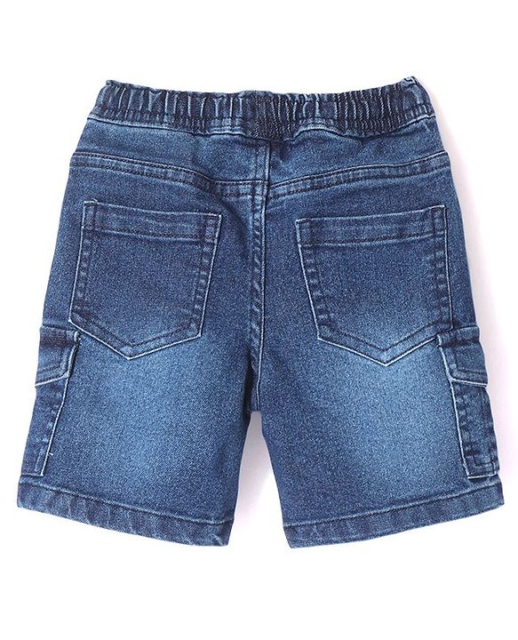 Babyhug Above Knee Length Washed Stretchable Denim Shorts - Blue