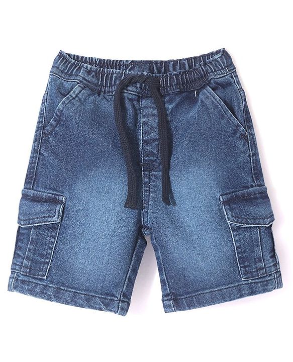 Babyhug Above Knee Length Washed Stretchable Denim Shorts - Blue