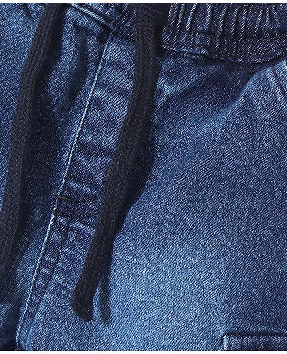 Babyhug Above Knee Length Washed Stretchable Denim Shorts - Blue