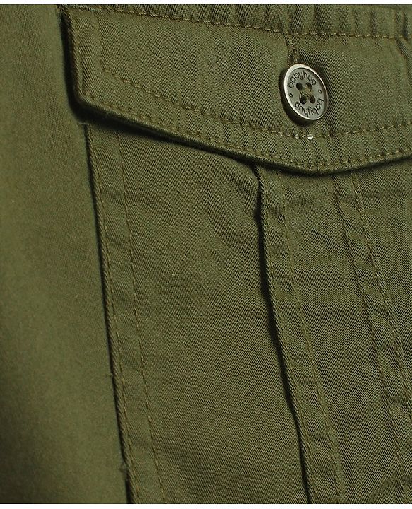Babyhug Cotton Woven Full Length Stretchable Trouser with Text Print - Olive Green